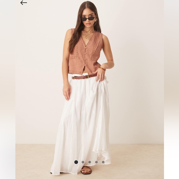 ASOS | Cotton Godet Maxi Skirt in White - Picture 1 of 6